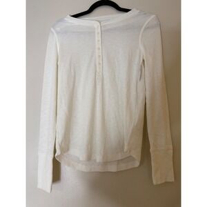 GAP Women Rib Henley Long Sleeve Shirt Cream Size S
